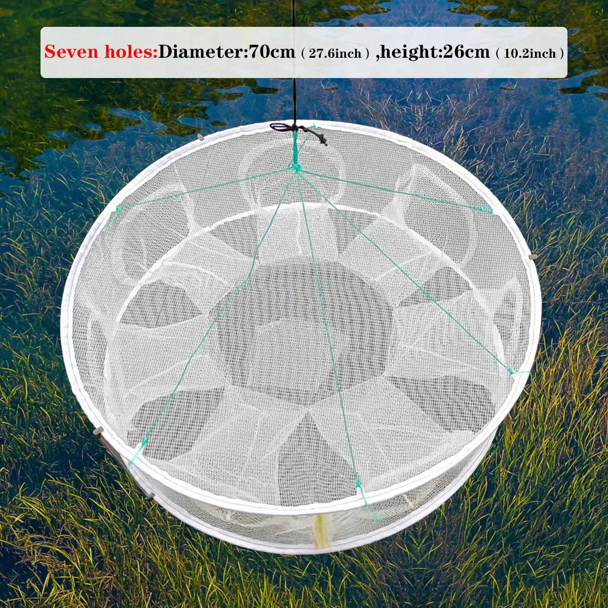 Foldable Automatic Fishing Net for Crabs, Lobsters, and More - Durable &amp; Easy to Use 7 holes