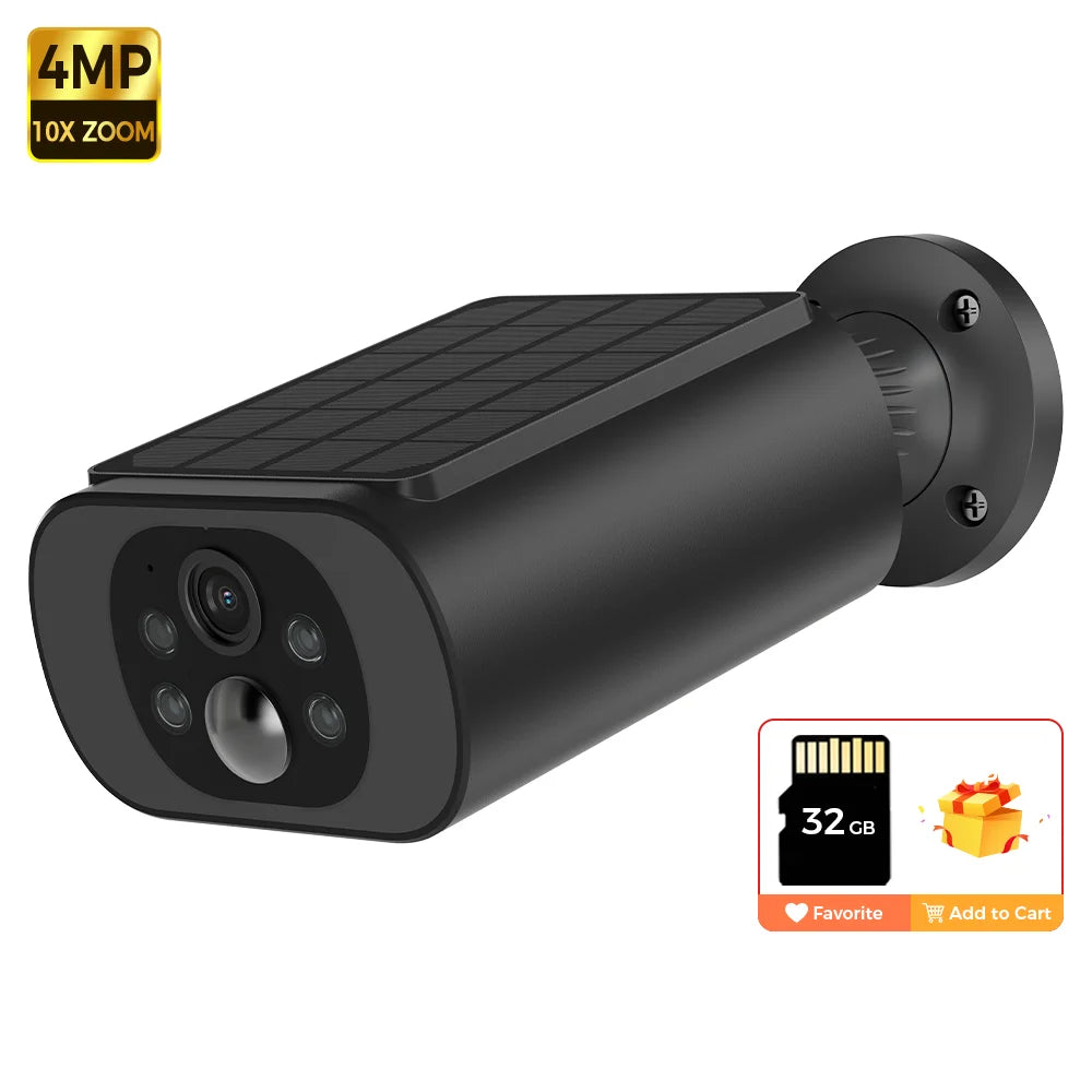 ALEVIO Solar Camera Outdoor WIFI  Wireless Security Cam 2.5K Ultra Standby Time PIR Light Color Night Vision AI Detect CCTV Cam Black n Gift / CHINA