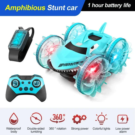 Shark Water Land 2in1 RC Car &ndash; Double-Sided Drive with Gesture Control blue dual