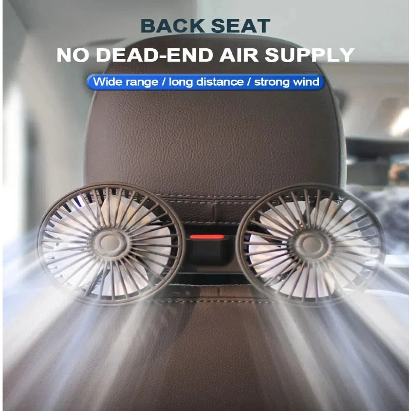 3-Speed Car Seat Cooling Fan USB Charge Dual Head &ndash; Cool Air