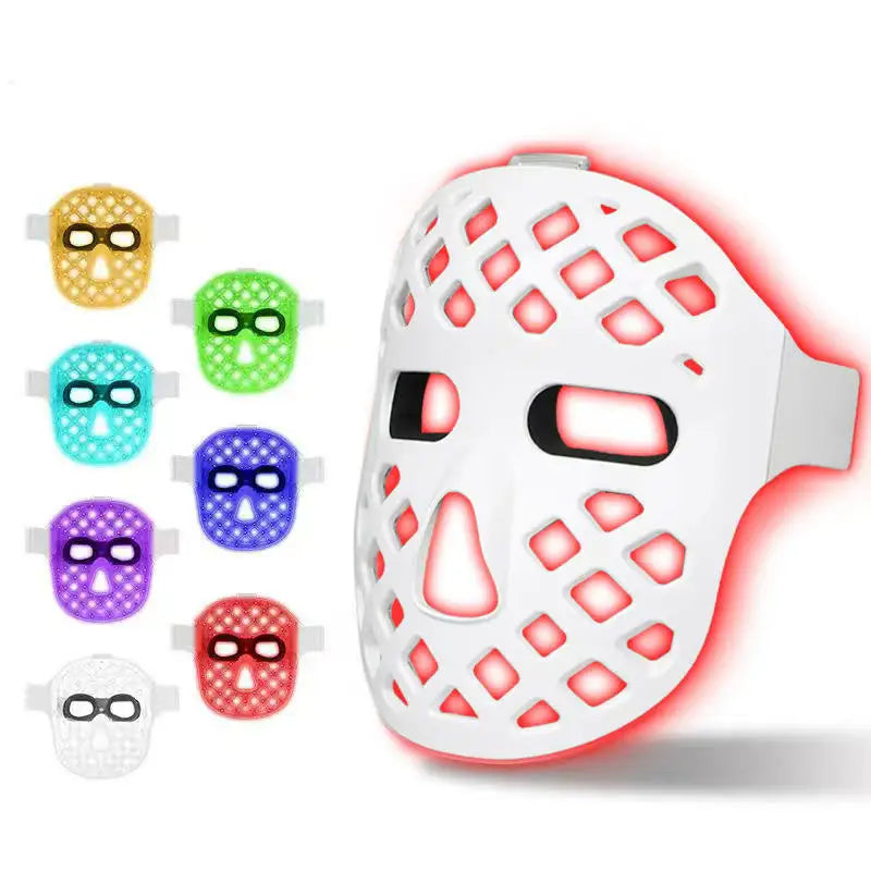 LED Face Mask With 8 Color Red NIR Light Therapy Anti-Aging Home Use
