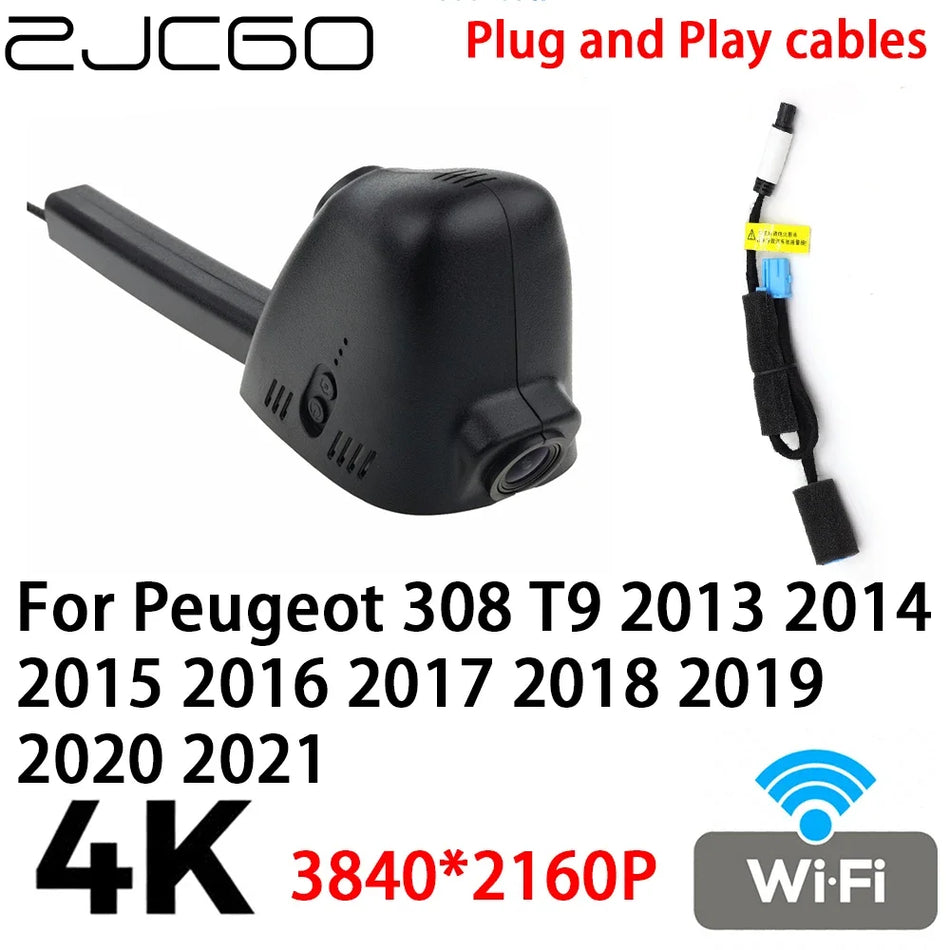 Dash Cam 4K 2160P DVR Plug and Play Peugeot 308 T9:lle