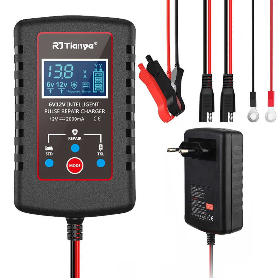 6V/12V Storage Battery Charger With Intelligent Protections, Digital Display