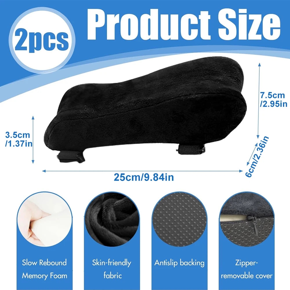 1Pair Office Chair Arm Pads &ndash; Premium Memory Foam with Cooling Gel Top