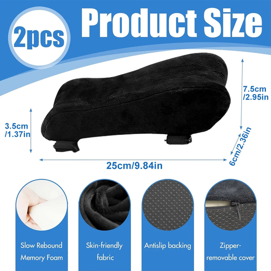 1Pair Office Chair Arm Pads &ndash; Premium Memory Foam with Cooling Gel Top