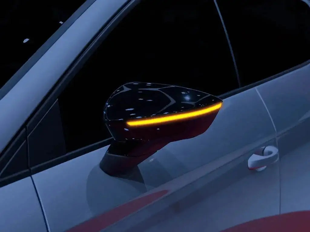 Smoked Black Yellow Streamer Turn Signal Mirrors For SEAT