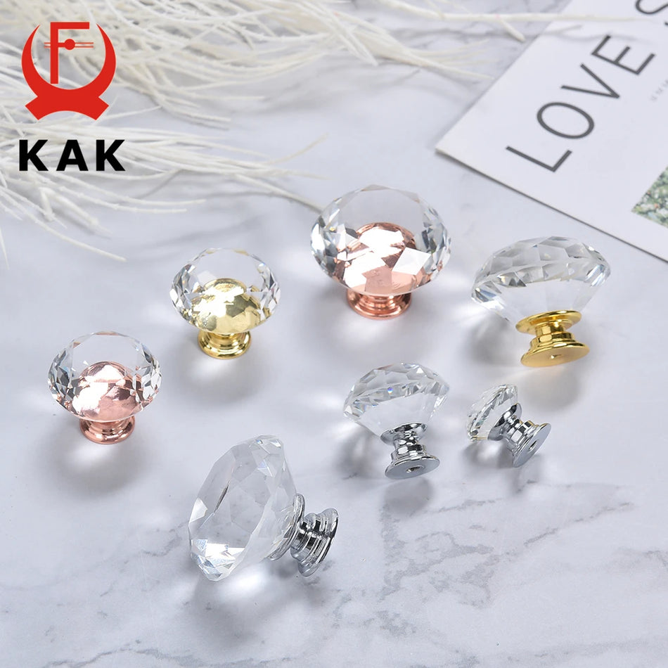 KAK 10 шт. Кристальные Алмазные Ручки для Шкафа 30 мм Золотые Тянущие