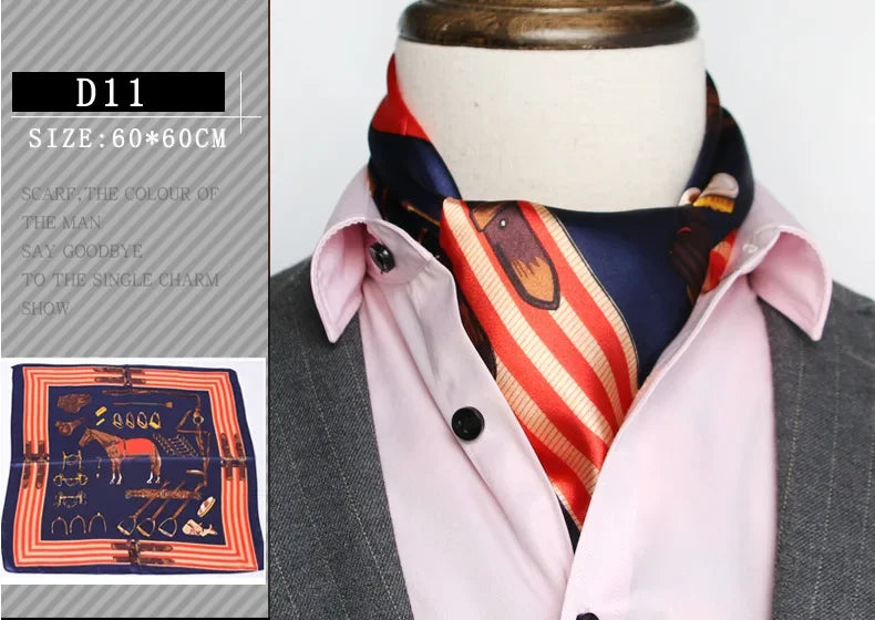 British Men's Silk Scarf &ndash; Elegant Satin Touch D11