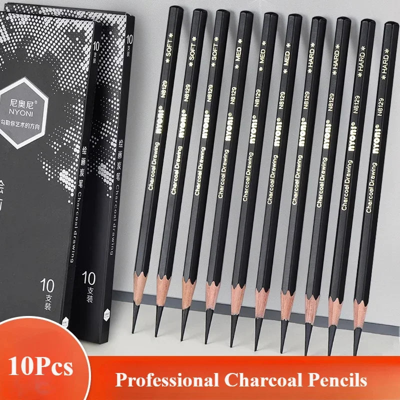 Professional Charcoal Pencils Drawing Set &ndash; Soft to Hard