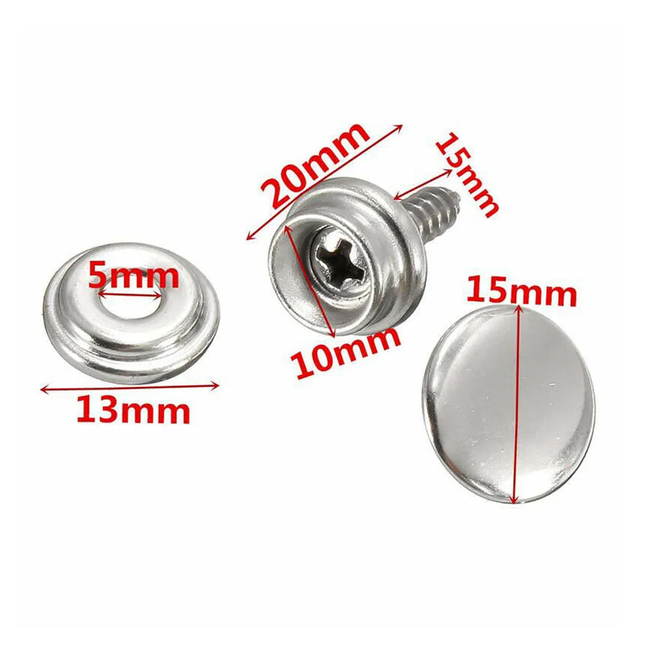 Kit di Chiusure a Scatto, 30Pezzi in Acciaio Inossidabile per Tende, Coperture per Barche, Nautica