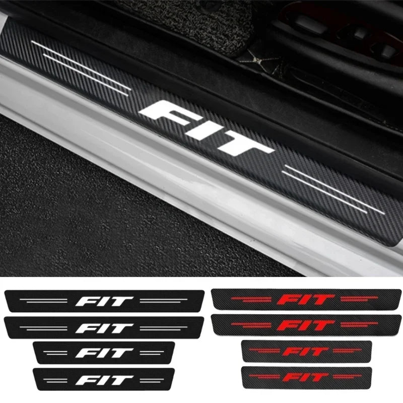 Protector pentru pragul ușii pentru Honda Fit, logo, vinil din fibră de carbon, piele PU, margine de protecție 3D