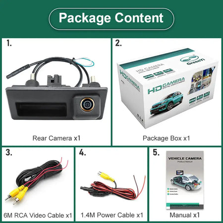 Trunk Backup Camera AHD 1080P with Guiding Lines for VW Audi Passat Golf B6 B7 by InterCyprus Trading Ltd