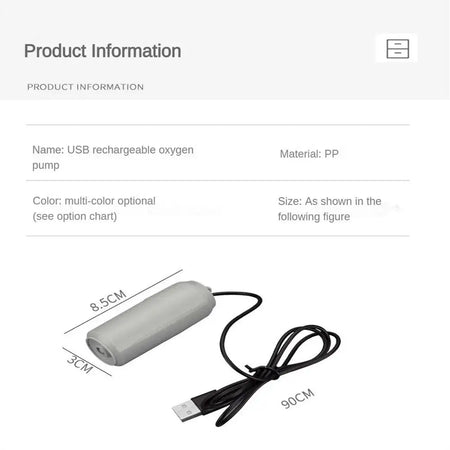 SB Rechargeable Oxygen Pump &ndash; USB Charging Quiet Operation