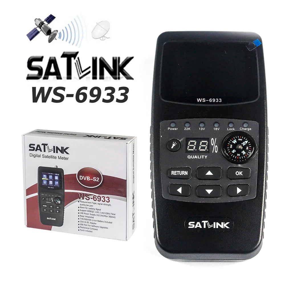 Satlink WS-6933 DVB-S2 FTA CKU Band Digital SatelliteFinder Meter WS6933 vs GT MEDIA V8 Finder2