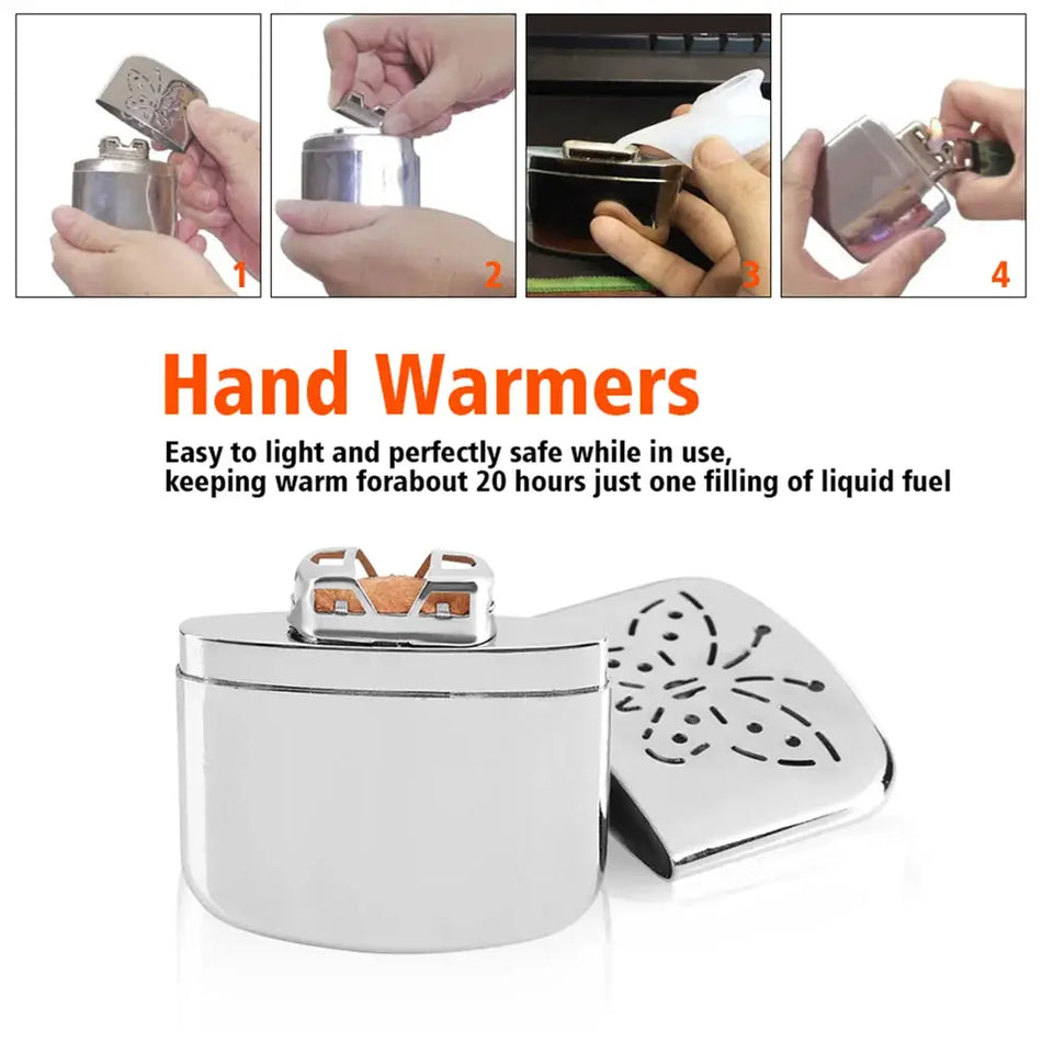 Zinc Alloy Portable Pocket Liquid Fuel Burner Hand Warmer Indoor Outdoor Small Heater by InterCyprus Trading Ltd