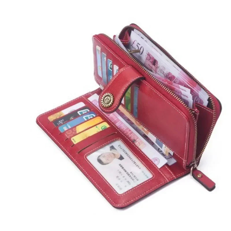 MOONBIFFY Anti-theft PU Leather Women's Long Zipper Wallet