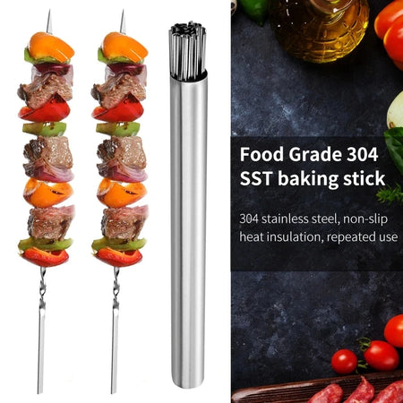 Stainless Steel Barbecue Skewers - Reusable BBQ Kebab Sticks for Grilling
