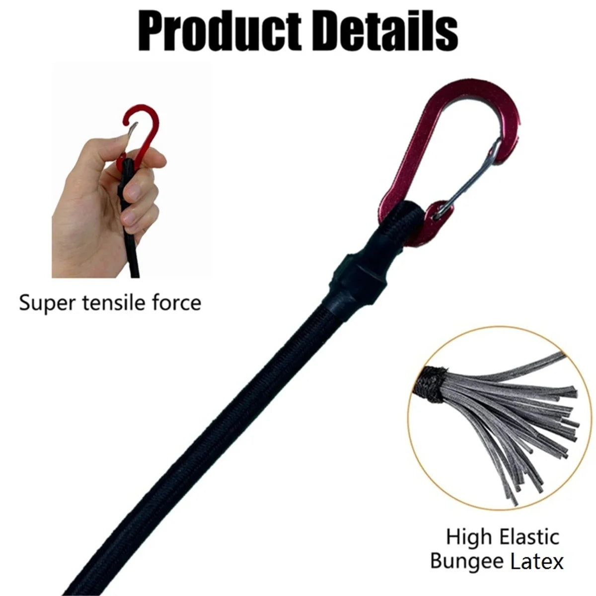 Heavy Duty Bungee Cord with Carabiner Hooks for Versatile Outdoor Use
