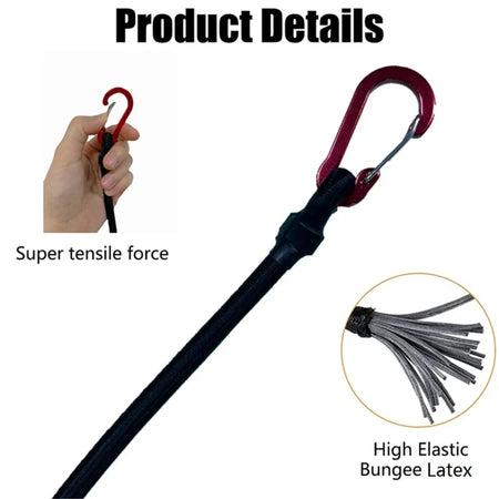 Heavy Duty Bungee Cord with Carabiner Hooks for Versatile Outdoor Use