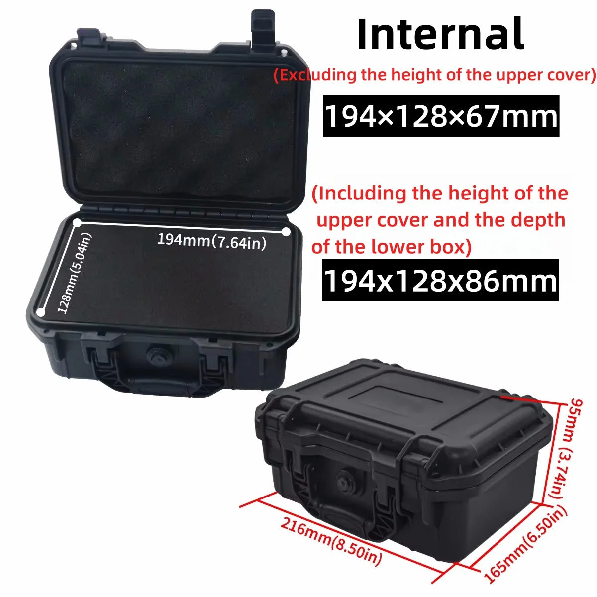 Waterproof Hard Carry Case Tool Box &ndash; Shockproof Organizer 216x165x95mm