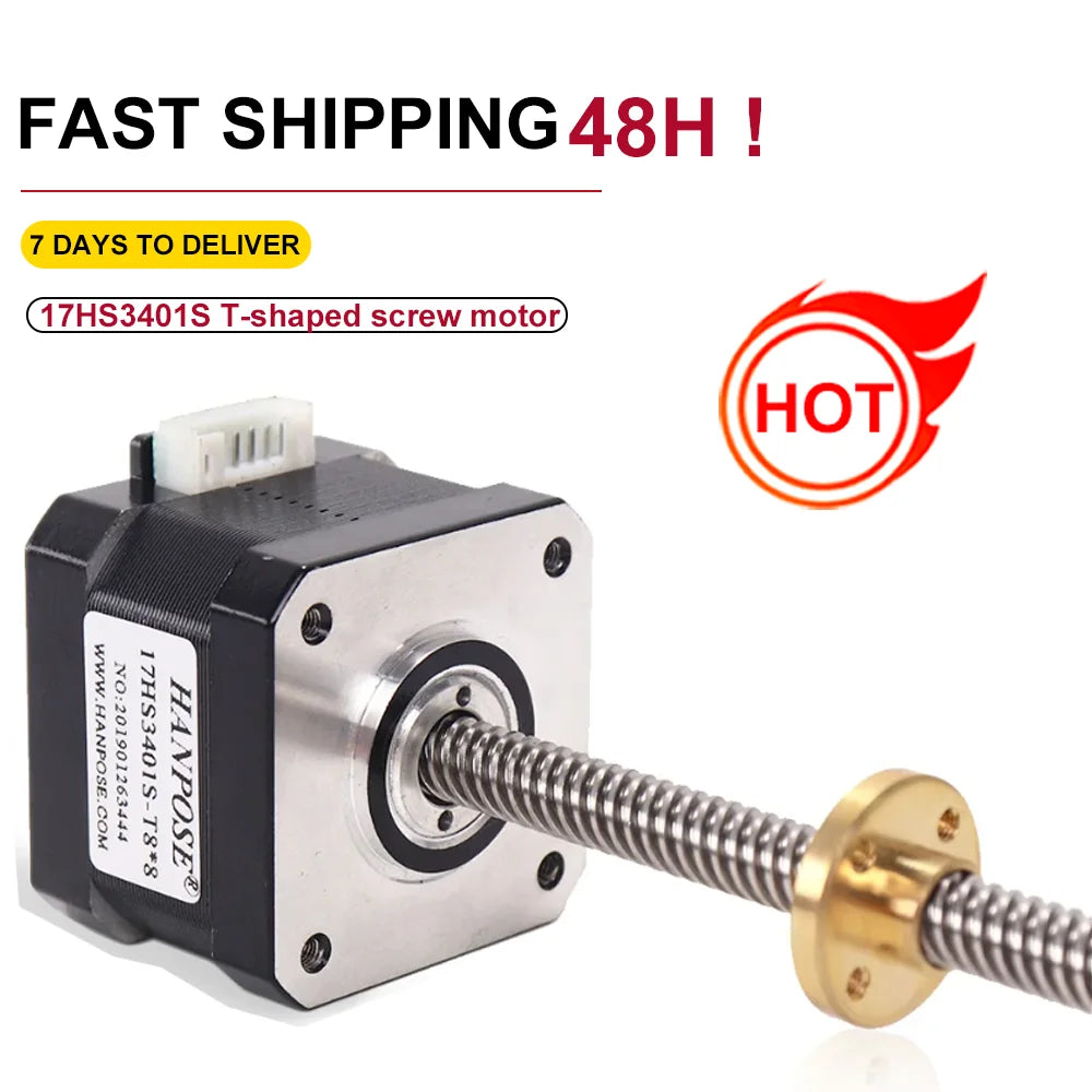 Nema17 Stepper Motor T8 &ndash; Exceptional Precision and Reliability 17HS3401S-T8x4-300mm