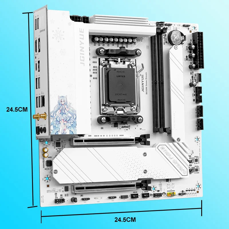 JGINYUE B650M Snow Dream AM5 DDR5 ARGB M-ATX &ndash; PCIe 4.0 X4