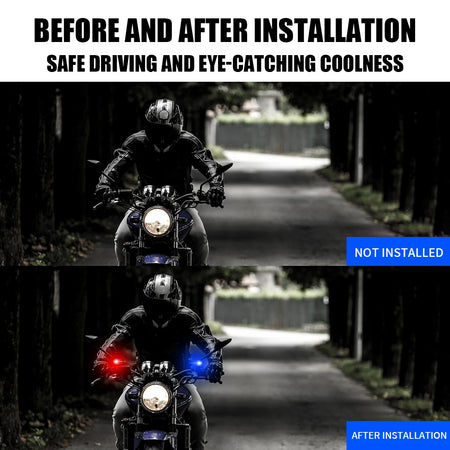 Motorcycle LED Mirror Light &ndash; Dual Color Flashing Police Warning Lights