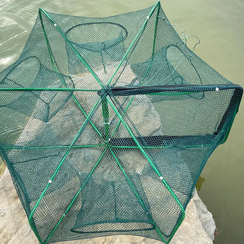 Portable Fishing Net Cage - 6/8/10 Holes for Crayfish, Crab, Shrimp &amp; More