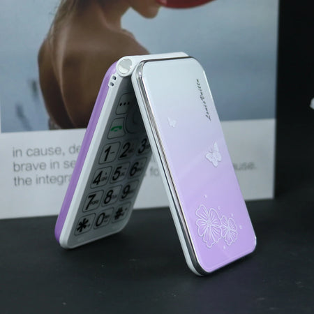 Pink Classic Mini Flip Women Phone &ndash; Large Button SOS Dial Purple / Standard