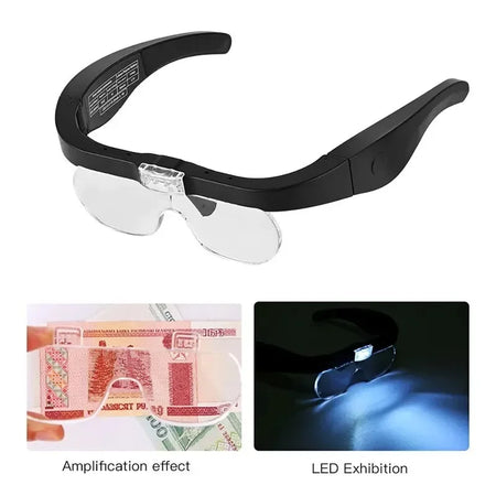 Head Mounted Magnifying Glasses With LED Light - USB Power