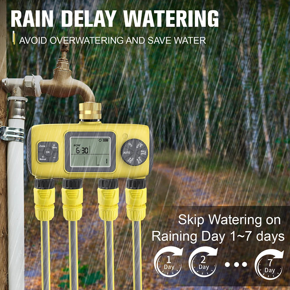 4-Outlet Irrigation Water Timer &ndash; Independent Watering Control System