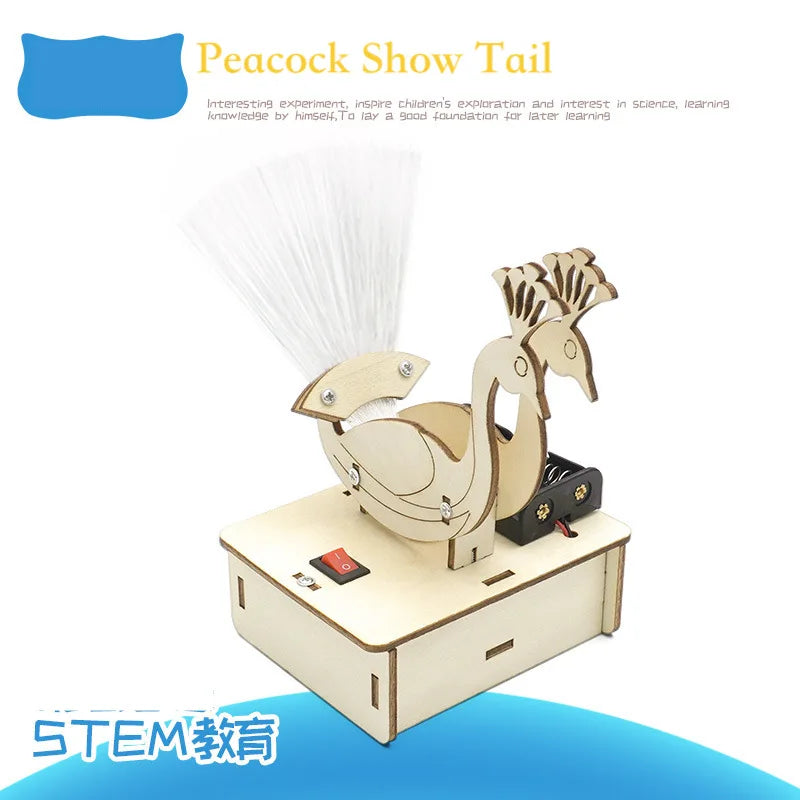 Kit științific DIY Lumină coadă de păun Jucărie puzzle din lemn STEM