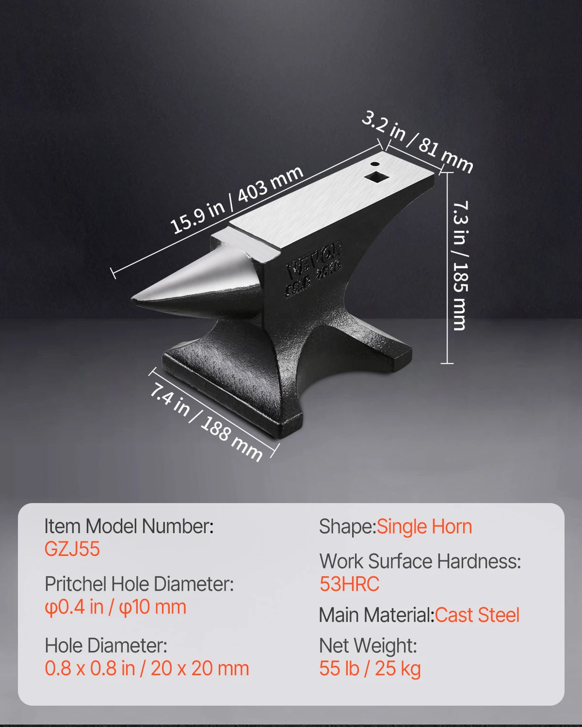 SucceBuy Single Horn Anvil &ndash; High Hardness and Stable Base 25 KG / CZECH REPUBLIC