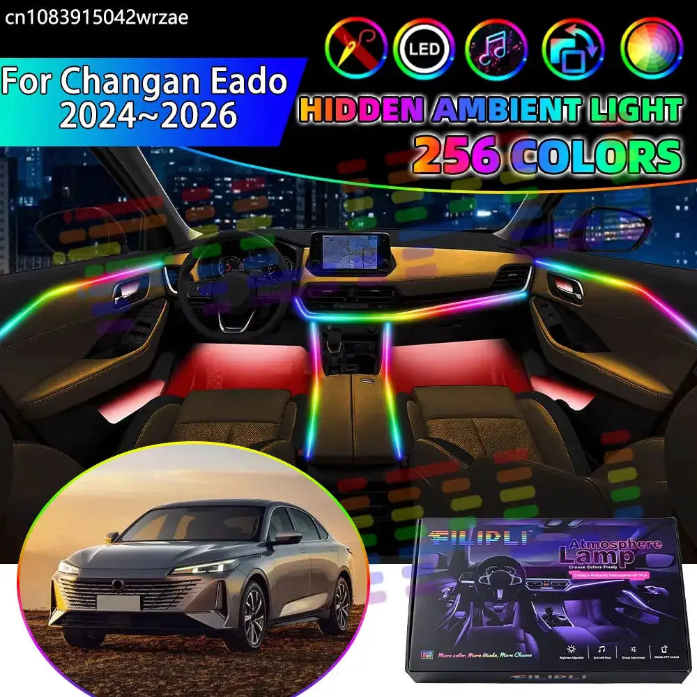 For Changan Eado 2024 2025 2026 MK3 Lamore RGB Car Interior Ambient Lights Strips Breathing Lighting Kit App Control LED strips by InterCyprus Trading Ltd
