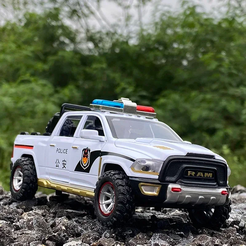 Dodge RAM TRX 1:32 Alloy Diecast Off-road Pickup Model with Sound and Light Police white