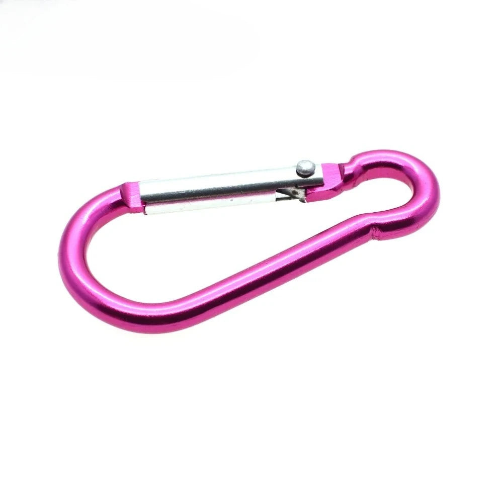 Aluminum Alloy Gourd Shaped Model 5 Outdoor Safety Spring Hook Carabiner with LED Light for Climbing Water Bottle Backpack 5PCS rose red