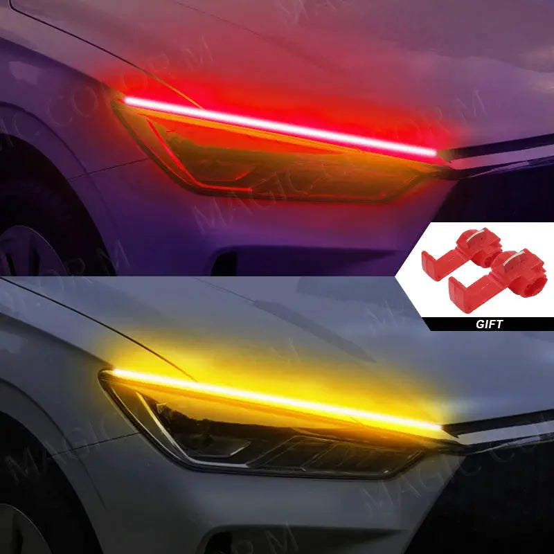 2 PCS DRL Car Flexible LED Daytime Running Lights Turn Signal Lamp Headlight Waterproof 30cm 45cm 60cm White Red Yellow Blue by InterCyprus Trading Ltd