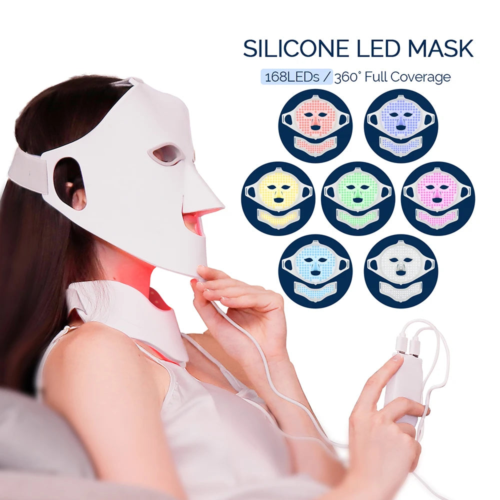 Foreverlily Face Neck Silicone LED Mask &ndash; 7 Colors Photon Therapy