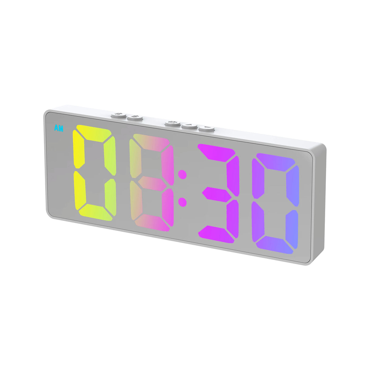 NieNie Dual Alarm LED Clock with Voice Control and Temperature Display White Colorful