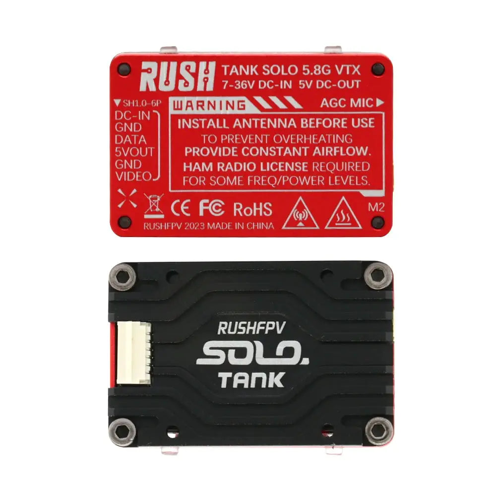 RUSH Solo Tank 5.8G VTX Video Transmitter CNC Shell 1.6W High Power Built-in Microphone Heat Dissipation Structure For RC FPV by InterCyprus Trading Ltd
