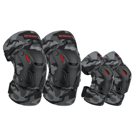 EVA Protective Elbow and Knee Pads for Cycling, Motorbike, and Skiing Safety Camouflage grey