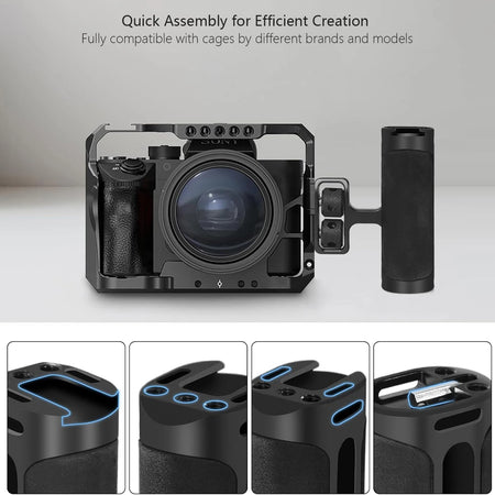 Probty Mini Side Handle Handgrip for DSLR Camera Cage with Cold Shoe Interface
