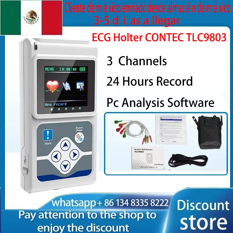 Oryginalny monitor Holter EKG Contec TLC9803 3-kanałowy 24-godzinny