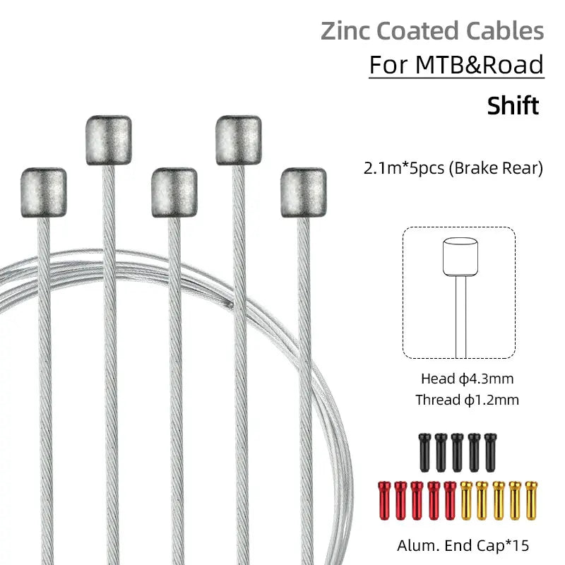 Deemount Bicycle Inner Shift Cable Kit &ndash; Rust-Free Stainless Steel Construction Shift D01 L2.1m 5pc / CHINA