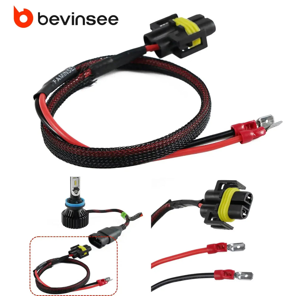 Bevinsee H11B LED Koplamp Plug Verlengdraad Harness
