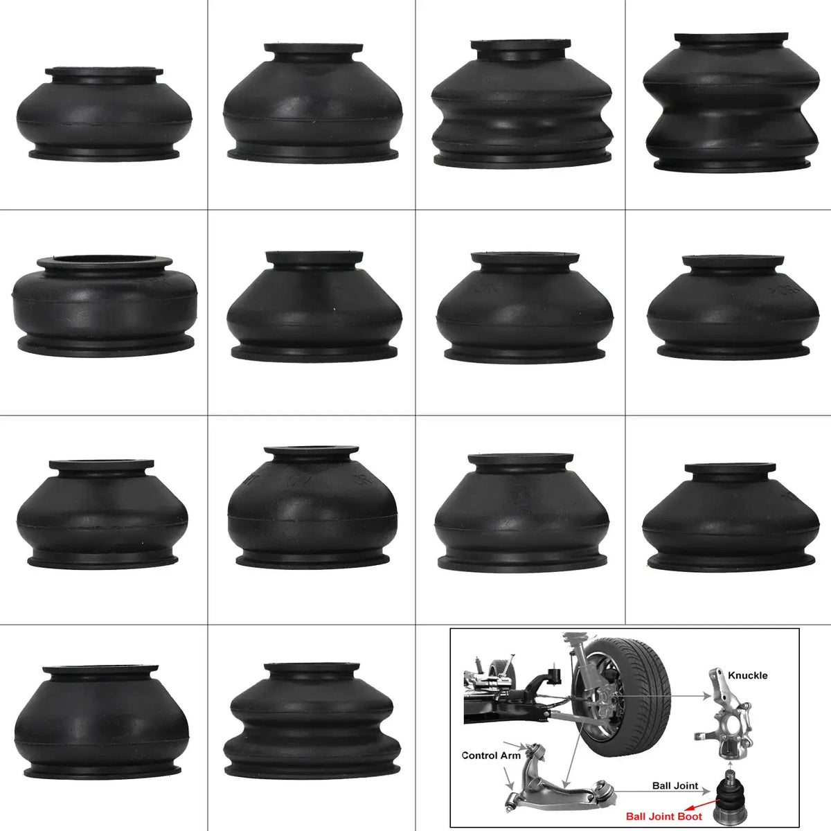 14x Multipack Universal Car Suspension Steering Ball Joint Rubber Dust Boot Cover Track Tie Turn Rods Ends Set Parts Accessories by InterCyprus Trading Ltd