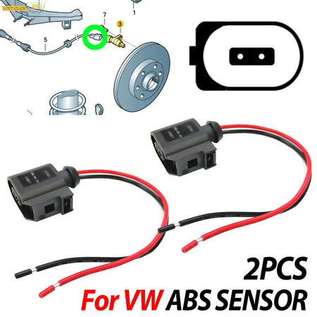 2x Plug For VW Caddy EOS Golf Jetta Multivan Passat CC Sharan Tiguan Touran T5 ABS Sensor Connector Repair 2Pin Wiring 6E0973702 by InterCyprus Trading Ltd