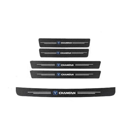 Changan Door Sill Protector Strips Carbon Fiber PU Leather 5 PCS