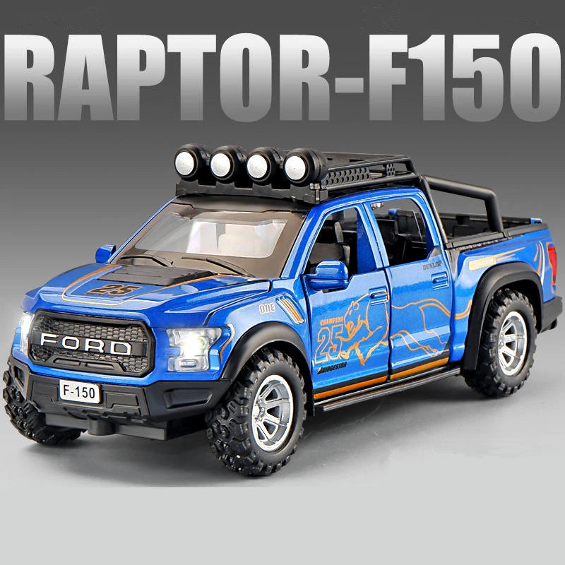 MAKEDA 1:32 Scale Ford Raptor F150 Alloy Diecast Model with Sound and Light Blue