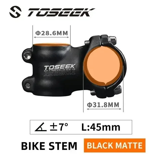TOSEEK 7 Degree Bicycle Stem &ndash; Lightweight Aluminum Design 7 Degree-45mm